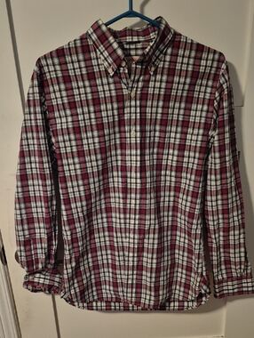 1990's Brooks Brothers Red and White Plaid Button-Down Shirt Vintage